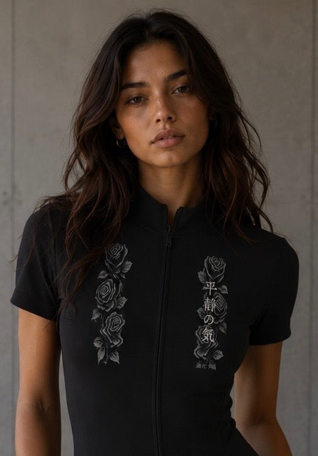 WILD QUARTER ZIP JUMPSUIT - Tight Flared Leg