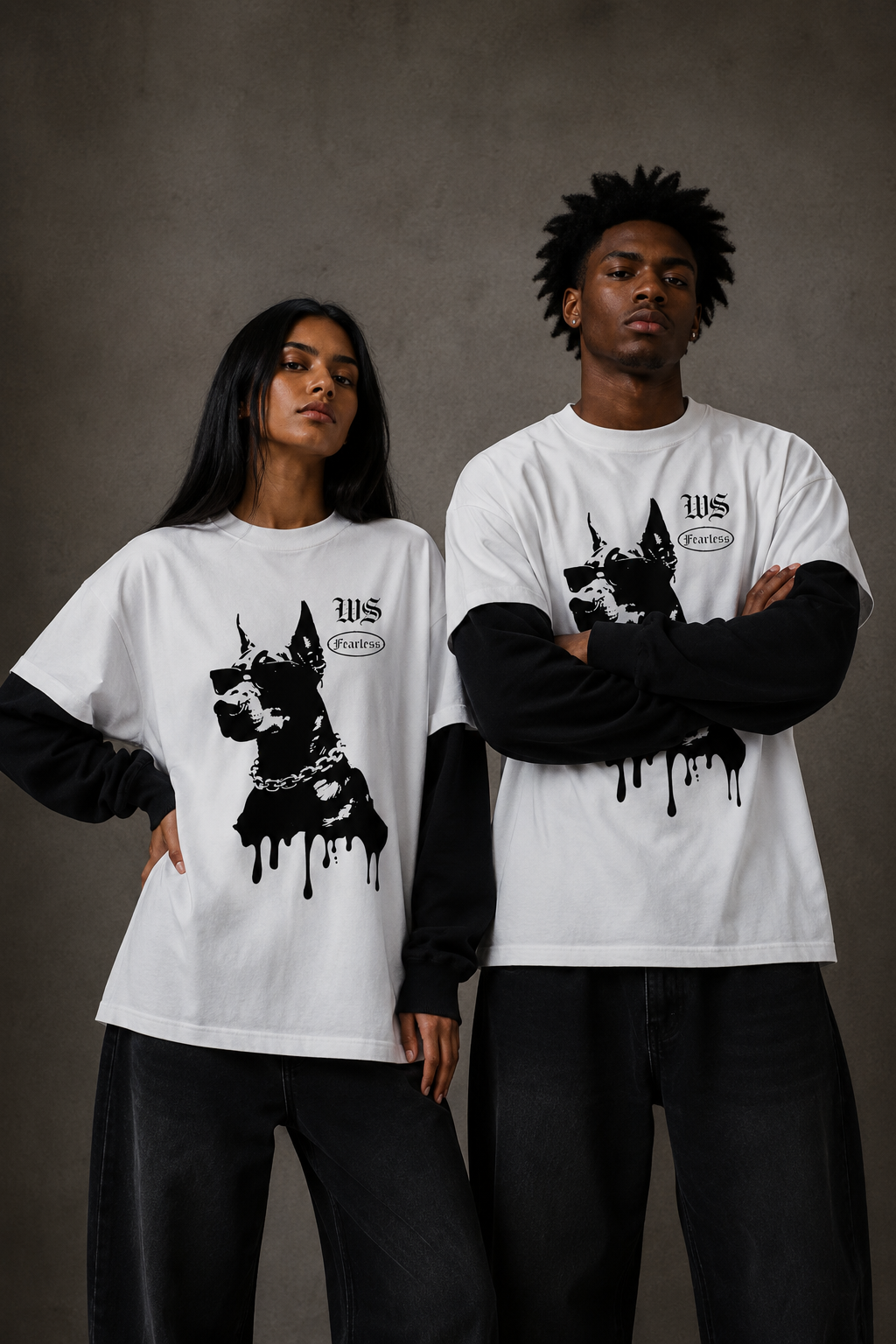 FEARLESS CONTRAST SLEEVE OVERSIZED T- SHIRT