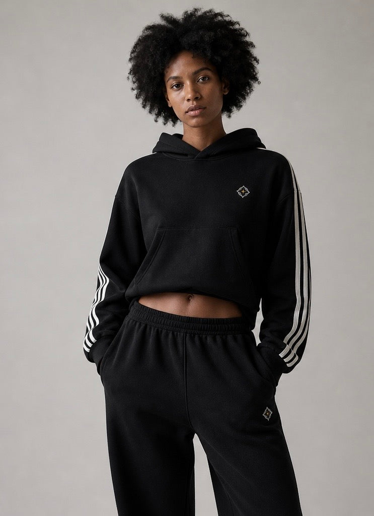 STRIPE CROPPED HOODIE