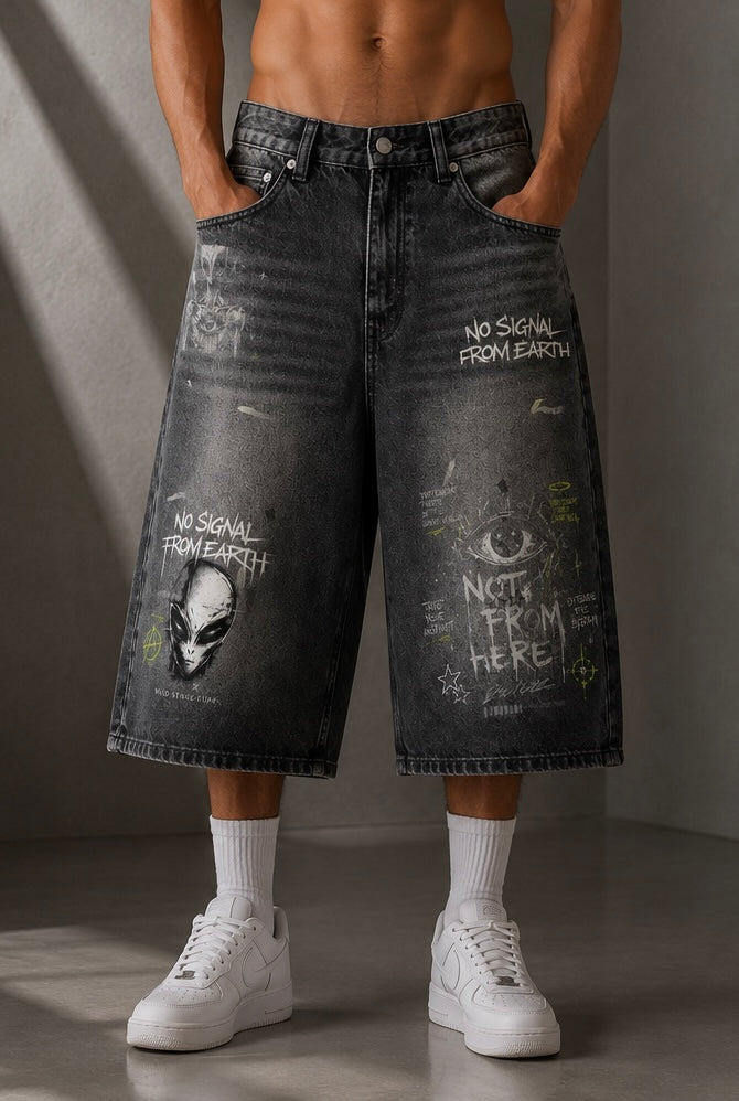 ALIEN VINTAGE WASH DENIM SHORTS