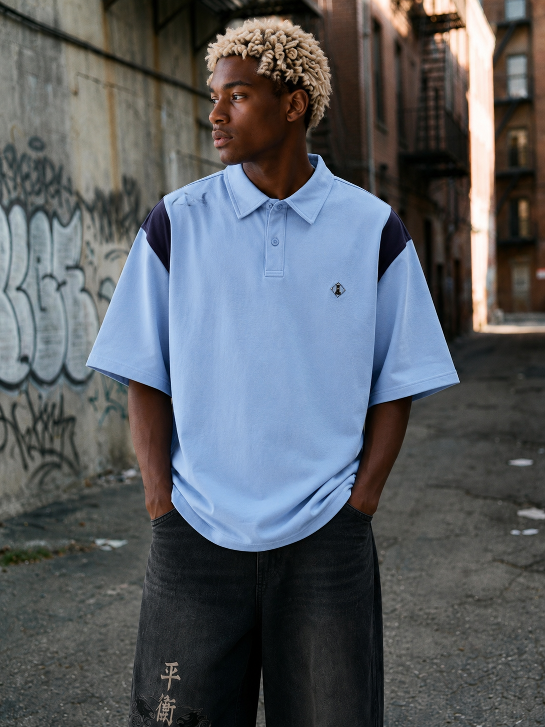 CONTRAST POLO SHIRT - Structured oversized fit