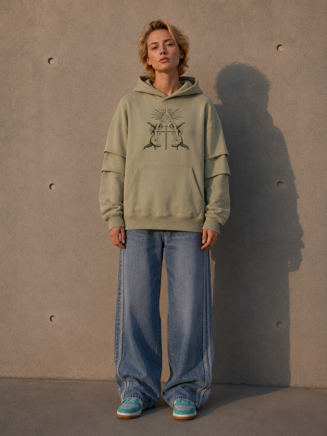 ANGELS HOODIE - Rouched sleeve