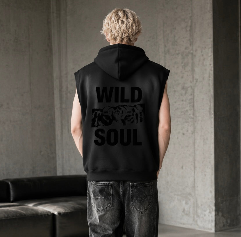 WILD SOUL SLEEVELESS HOODIE -Vintage Wash