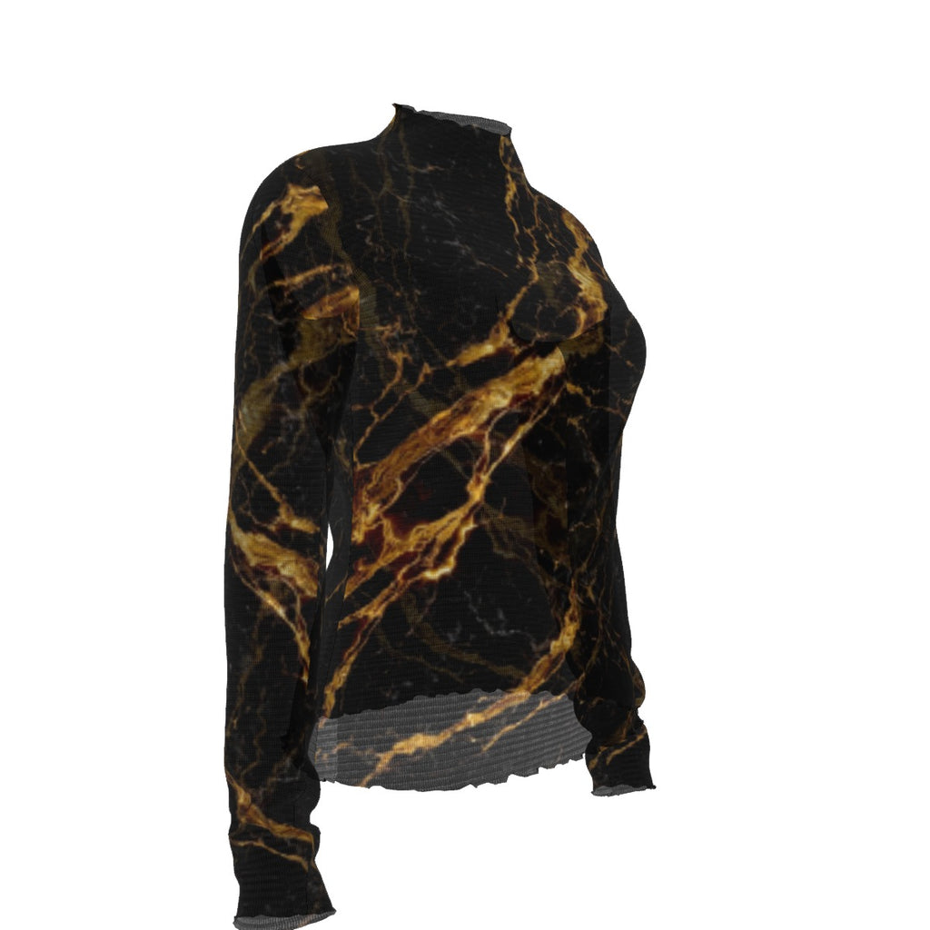 GOLD MARBLE MESH T-SHIRT