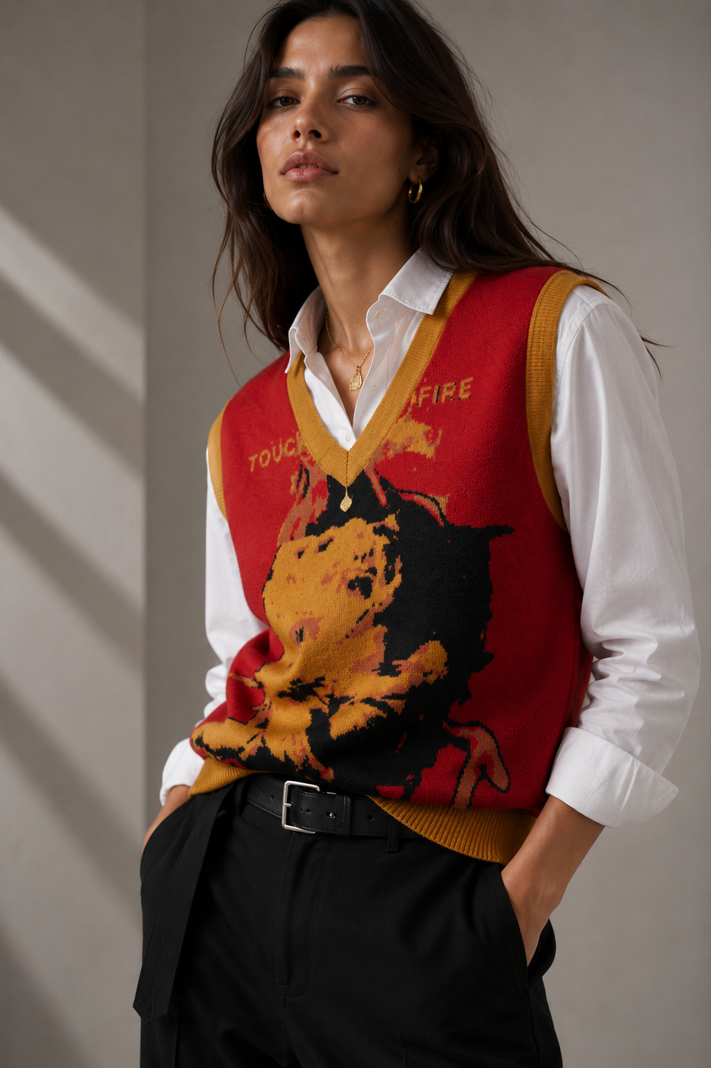 V- NECK GILET - ROSE