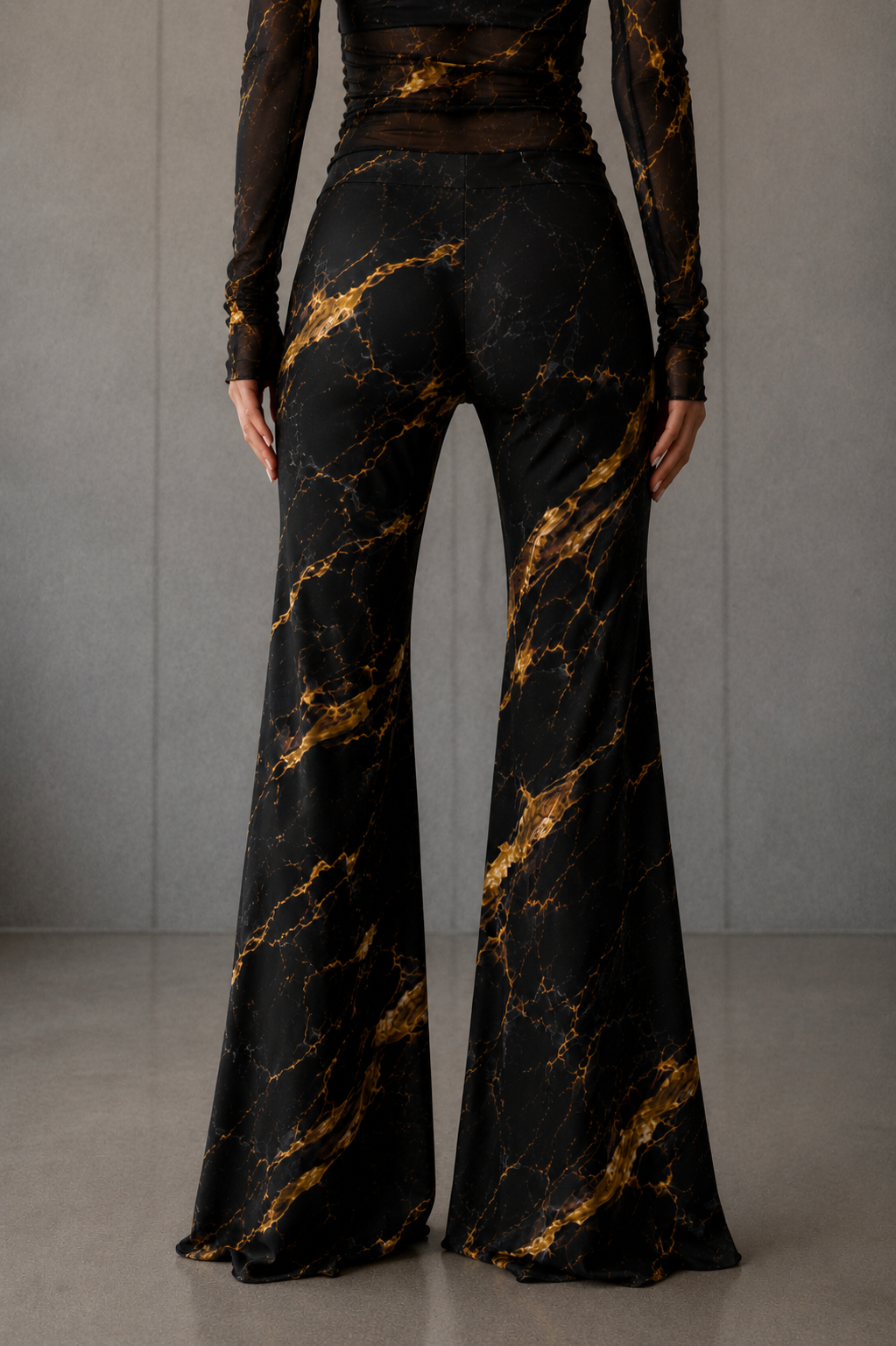 WIDE-LEG PANTS - GOLD MARBLE
