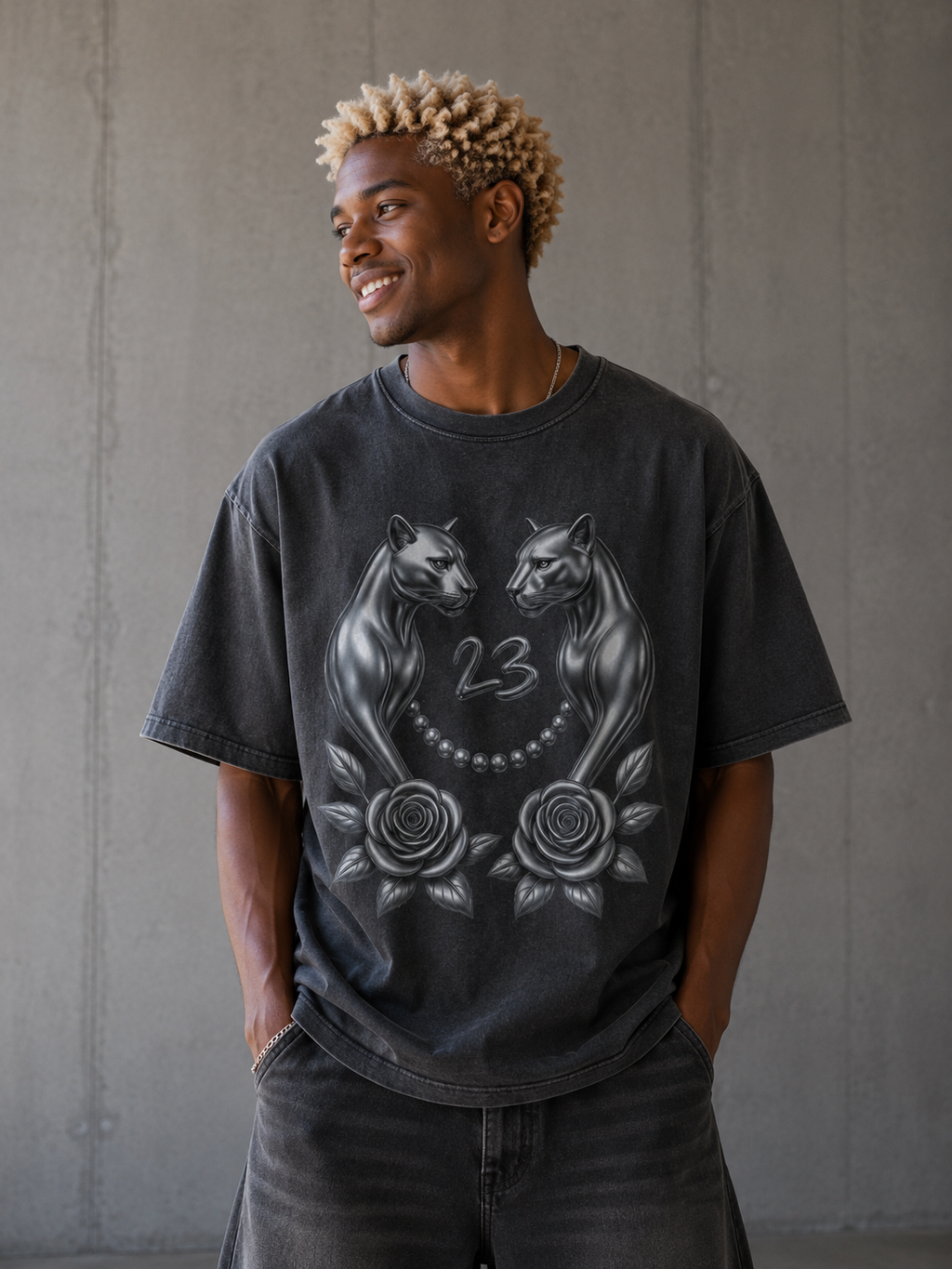 PANTHER ROSE WASHED TEE