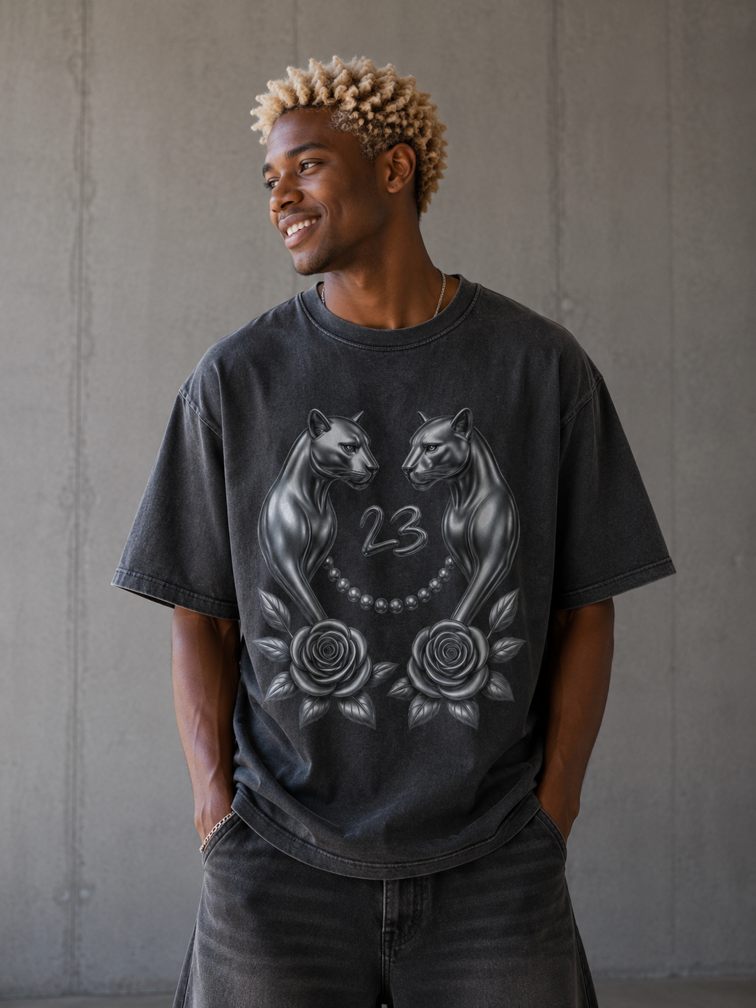 PANTHER ROSE WASHED TEE