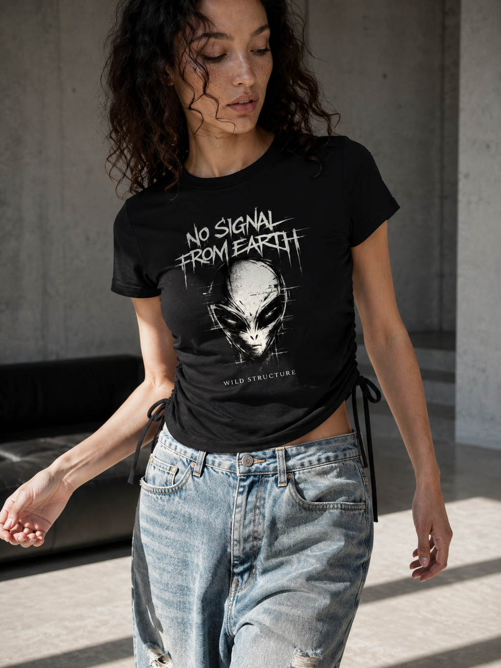 NO SIGNAL DRAWSTRING T - SHIRT