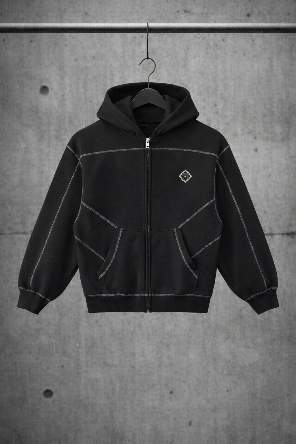 CONTRAST-STITCHED ZIP HOODIE