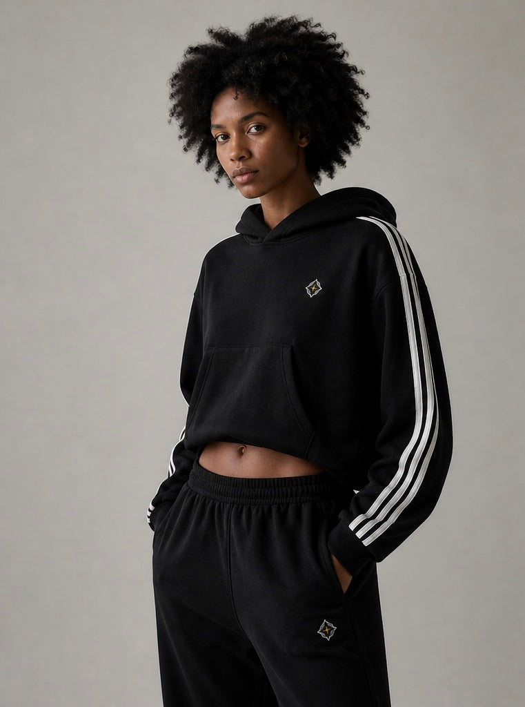 STRIPE CROPPED HOODIE