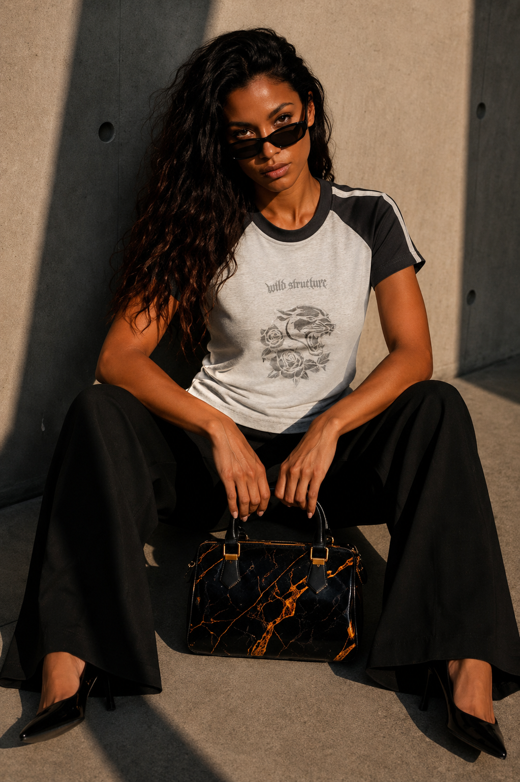 BARREL - SHAPED GOLD HANDBAG