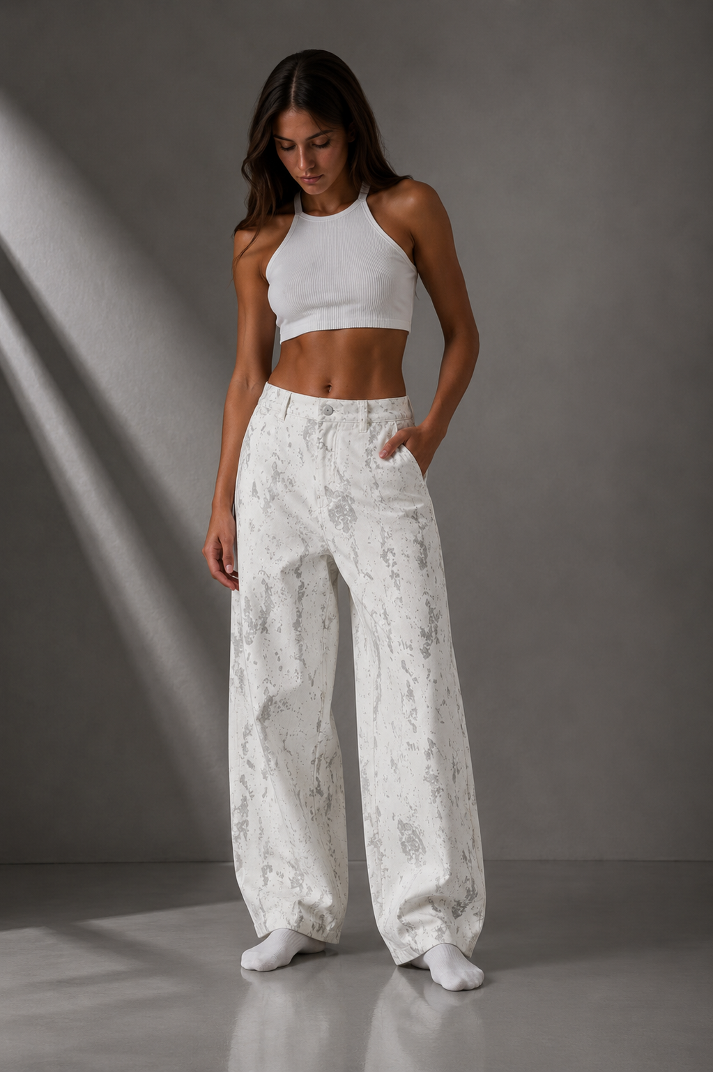 Wild Splatter Barrel Leg Jeans  — Women
