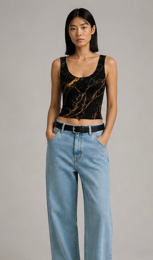 GOLD MARBLE CROP TOP