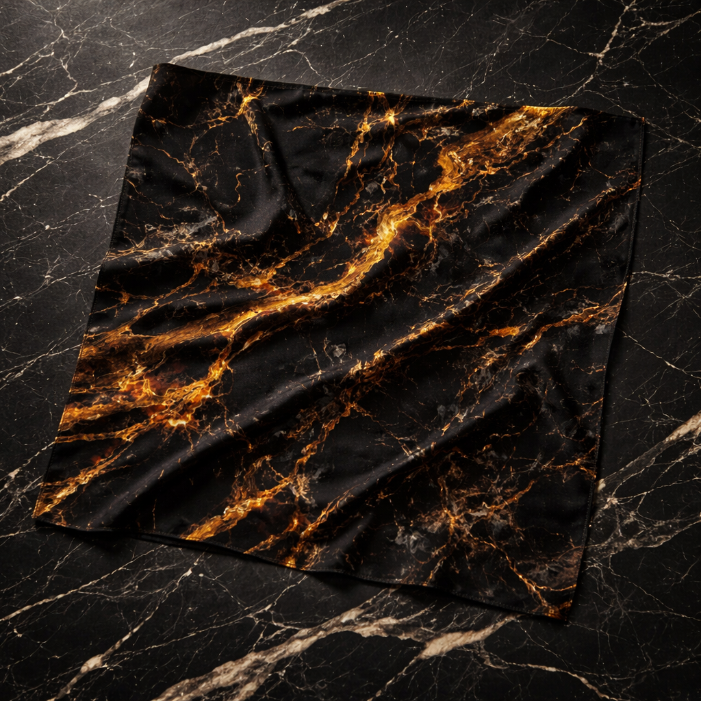 Bandana with wild liquid marble print