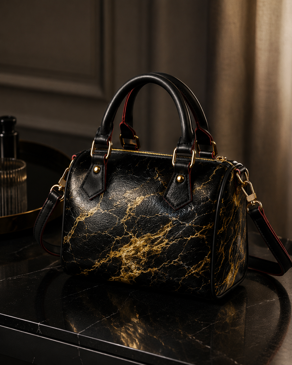 BARREL - SHAPED GOLD HANDBAG