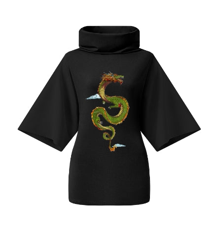 DRAGON — Batwing Turtleneck T-Shirt Dress