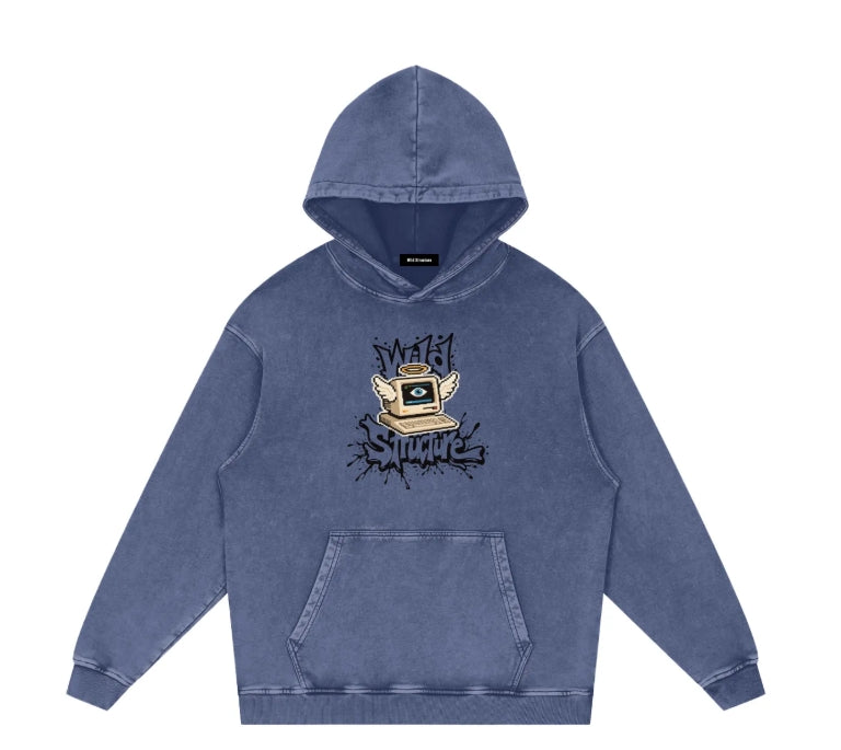 Snow Wash Loose-Fit Cotton Hoodie — Unisex